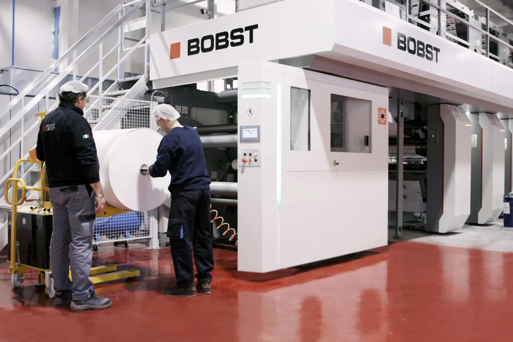 BOBST printing press and production team