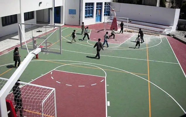 Construction of a multi game court (Basketball, Volleyball, Tennis, Handball) in Ikaria in cooperati
